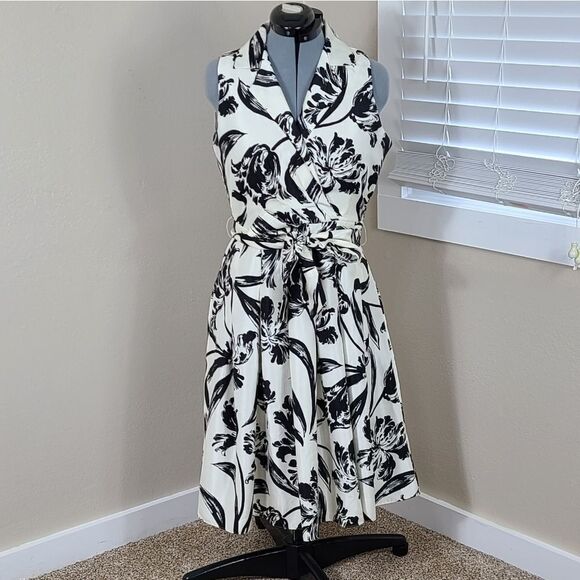 Jessica Howard Black and White Floral Midi Dress - Picture 1 of 16